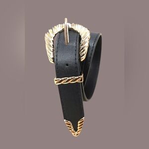 The Modern Western Carved Buckle Faux Leather Belt